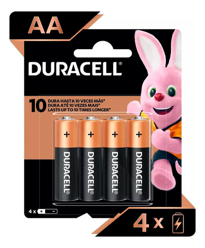 Duracell Pilas Alcalinas Aa Blister X4 Más Duración Doble A