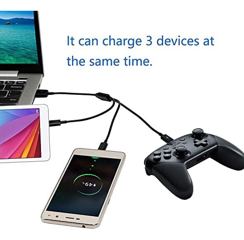 Herfair Cable Divisor Micro Usb - Cable De Carga Micro Usb 3