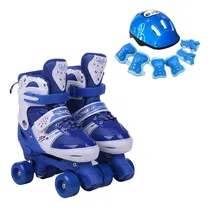 Comprar Patines Rollers Ajustables + Casco Y Protectores Para Niños