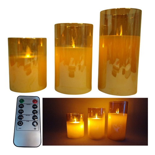 Velas Decorativas Parafina X3 Control  De Tiempo Y Dimer 