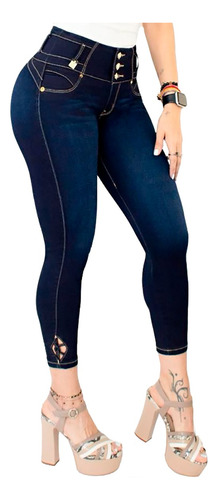 Jeans Mujer Pantalón Colombiano Mezclilla Strech Push Up 555