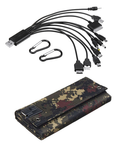 Usb Plegable Panel Solar Cargador De Batería Kit Camuflaje