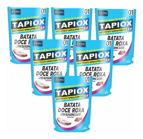 6x Tapioca Fit - Batata Doce- Tapiox 2.0- Sem GlĂșten- 400g