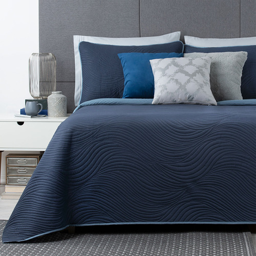 Edredón King Size Doble Vista Incluye 2 Fundas Real Textil Azul Marino- Azul