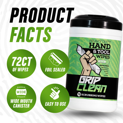 Toallitas Limpiadoras Intensivas Grip Clean (72 Unidades)