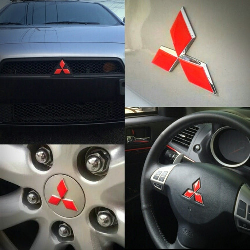 Imagem 1 de 4 de Apliques Vermelhos Com Relevo Lancer  Emblemas Mitsubishi