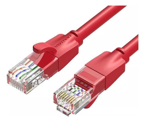 Cable de red Vention Cat6 Certificado - 2 metros - Reforzado - Premium Patch cord - UTP Rj45 Ethernet 1000 MBPS - 250 Mhz - cobre - Pc - Notebook - servidores - camaras seguridad - Rojo - IBERH