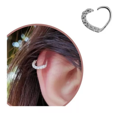 Piercing Cravejado Slim Para Helix Prata 925