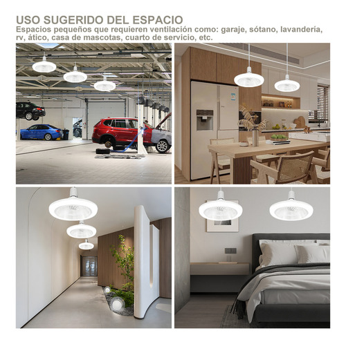 Lampara Ventilador Ventilador De Techo Con Luz Y Control Remoto Con 5 Palas De Plástico Color Blanco Estructura Color Blanco E27