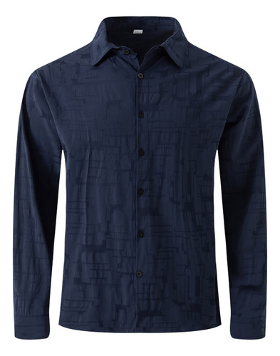 Blusa Para Hombre De Color Liso Con Pecho Creativo Y Solapa