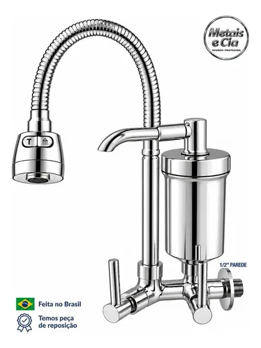 Torneira Com Filtro Gourmet Flexível Filtro Cozinha Parede Bica Com Filtro Cromado Purificador De Agua