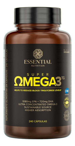 Super Omega 3 Tg 500mg 240caps Livre Metais Pesados Orignal Sabor Sem sabor