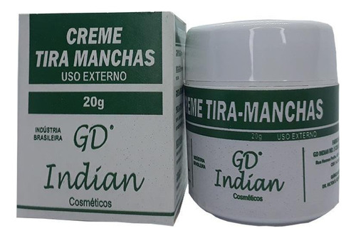 Creme Tira Manchas Escuras Da Pele Gd Indian 20g