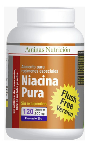 Niacina Pura 120 Capsulas 300 Mg Version Flush Free