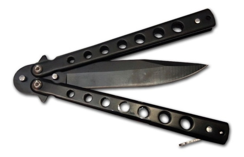 Imagen 3 de 7 de Cuchillo Navaja Mariposa Metalico 22cm Negra Kaosimport