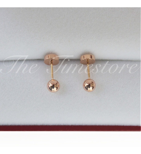 Par Aros Abridores Oro 18k Bolita Nº 4 (4mm) Con Estuche