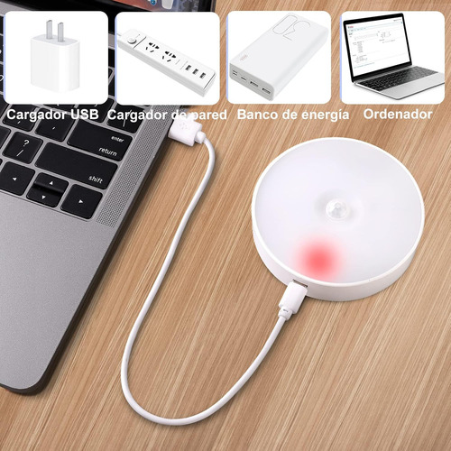 Lámpara Luz Led Sensor De Movimiento Recargable Cálida Fría