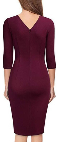 A Vestido Informal Ajustado Formal Con Cuello En V Y Manga