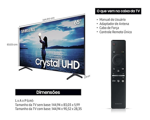 Imagem 7 de 7 de Tv Samsung Smart Led 4k 65 Un65ru7100 Bluetooth Wi-fi Usb