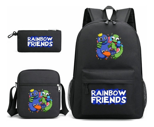 Mochila Escolar De Tres Piezas Rainbow Friends For Niños Y H