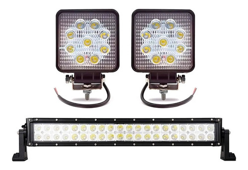 Barra 40 Led 120w + Faros Auxiliares 27w Tractor Cosechadora