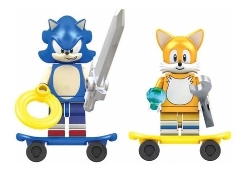 Boneco Blocos De Montar Dupla Sonic Tails