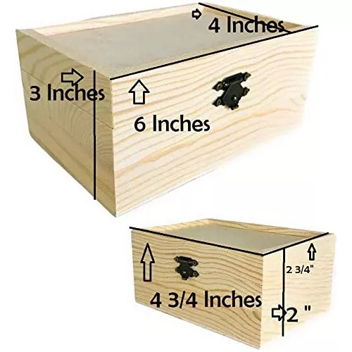 Caja rectangular de madera sin terminar de 12 piezas, cajas de  almacenamiento naturales para manualidades con tapa con bisagras y cierre  frontal para