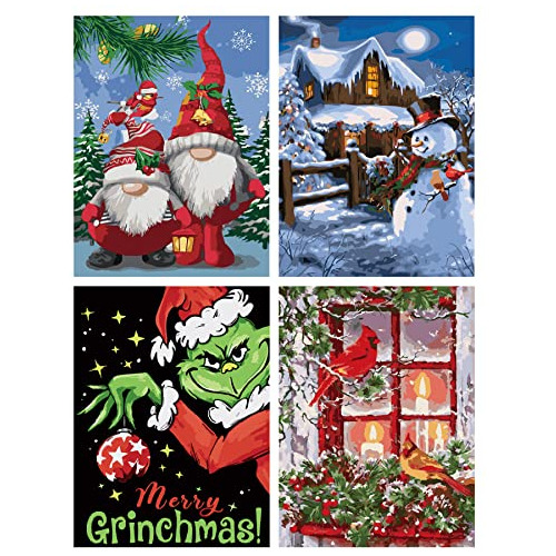 4 Pack Christmas Paint By Numbers-paint By Numbers For ...