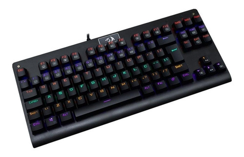 Imagen 2 de 2 de Teclado gamer Redragon Dark Avenger K568 QWERTY Outemu Red español color negro con luz rainbow