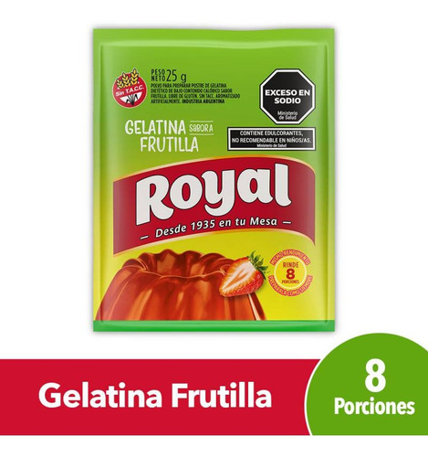 Imagen 1 de 1 de Gelatina Royal Frutilla Light 25 Grs X 24 Unidades