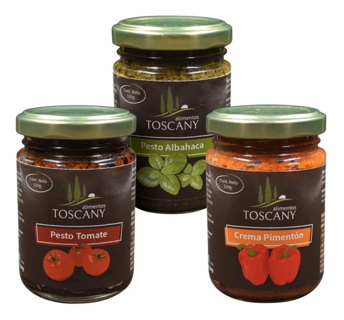 Pestos Pack Trio Toscany -  Albahaca, Tomate Y Pimentón