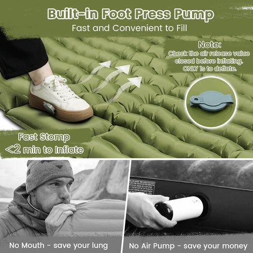 Colchoneta De Dormir Doble Para Acampar De 4 Pulgadas De