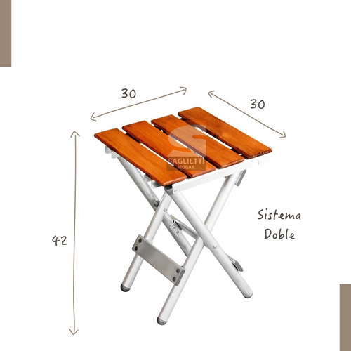 Imagen 6 de 10 de Combo Mesa Plegable Aluminio Madera 75x66 + 2 Bancos Balcon