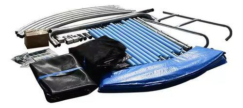 Brincolin Trampolín Infantil 12ft 3.60mts Con Escalera Homex Lona De Salto Negro Cobertor De Resortes Azul