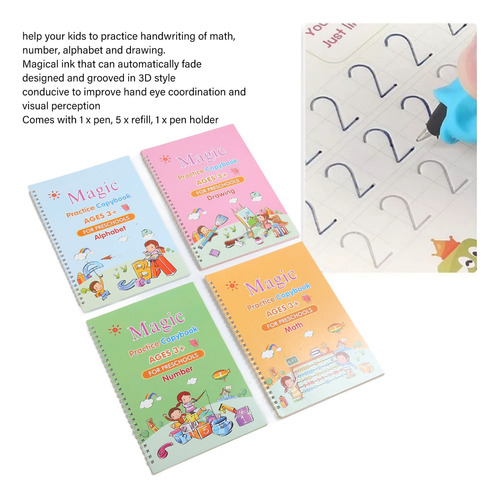 Cuadernos De Caligrafía Reutilizables Kit 4pcs Con Accesoris