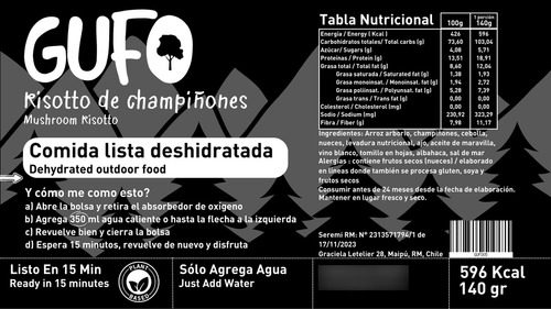 Gufo - Risotto De Champiñones - Comida Deshidratada