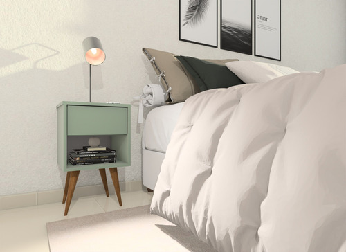 Mesa Cabeceira Verde Jade Pés Palito Retro Decoração Cor Verde-claro
