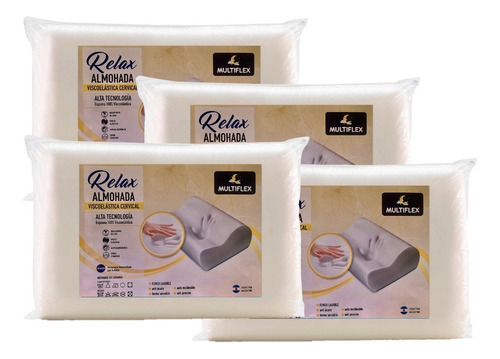 Combo X4 Almohadas Cervicales Memory Foam + Funda Color Blanco