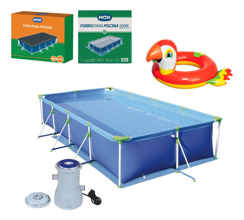 Kit Piscina 5000 Litros Capa Forro Filtro Boia Circular 110v