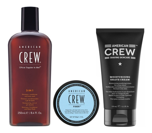 Imagen 1 de 5 de Shampoo 3 In 1 + Cera Fiber + Shave Cream American Crew Men