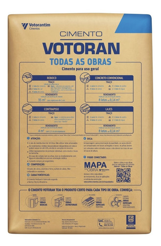 Imagem 2 de 4 de Saco De Cimento Votoran 50kg Todas As Obras