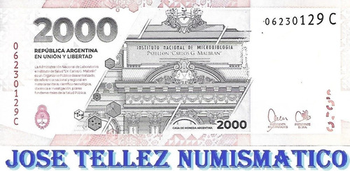 Nuevo Billete $ 2000 Año 2023 Serie C Unc Palermo