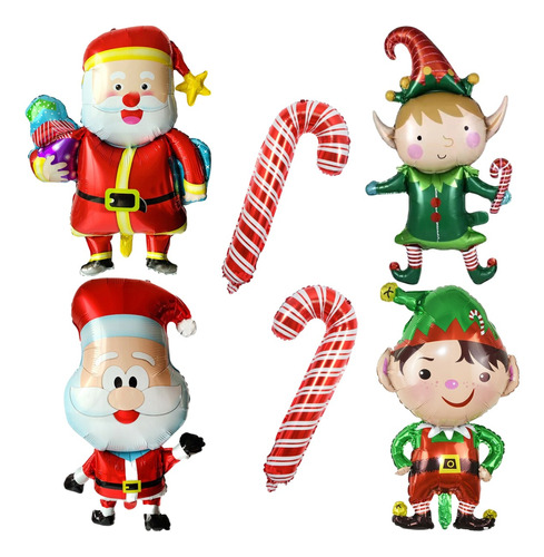 Combo Globos Feliz Cumple Deco Navidad Papa Noel Duende