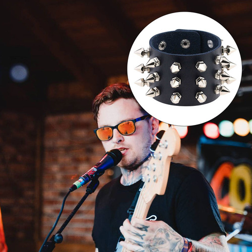 Brazalete Cúspide Con Tres Hileras De Púas De Estilo Punk