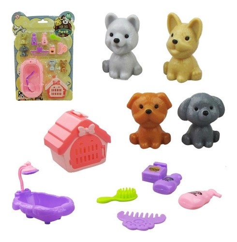 Brinquedo Pet Cachorros Com Banheira E Casinha + Acessórios