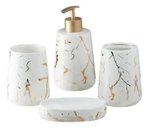 Comprar Juego De 4 Accesorios De Baño Cerámica Estilo Mármol LG