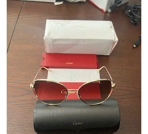 Lentes Cartier Panther Ct0236s Gold Grey Originales En Caja