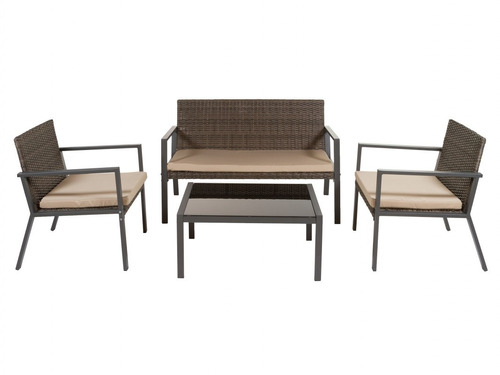 Juego De Jardin Set Rattan Sillon Mesa Sofa Sensacion