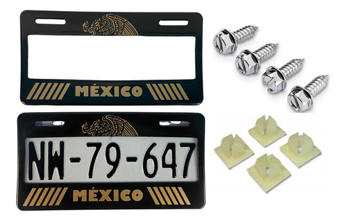 Par De Marcos Portaplacas Escudo Mexico Con Tornillos