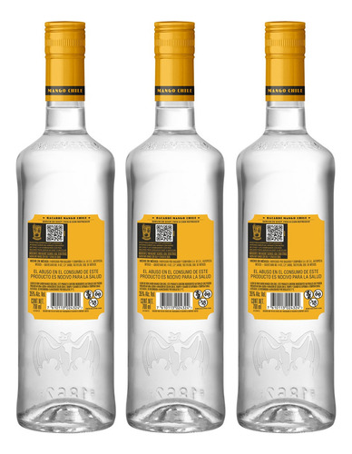 Pack Ron Bacardí Saborizado Mango Chile 700ml C/u 3 Unidades